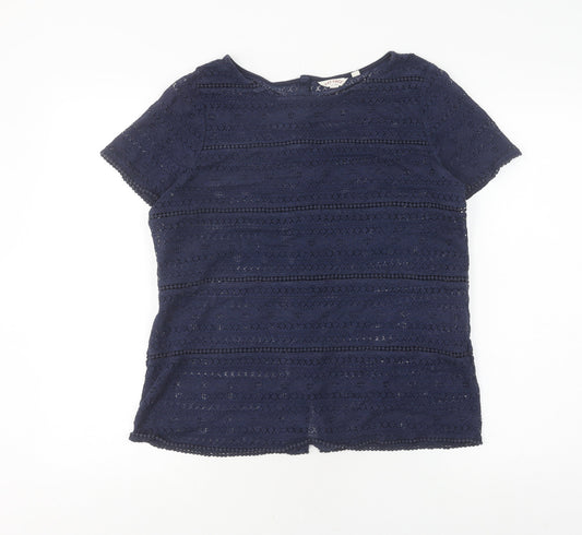 Fat Face Women's Blue Crochet Blouse Size 12 Classic Style