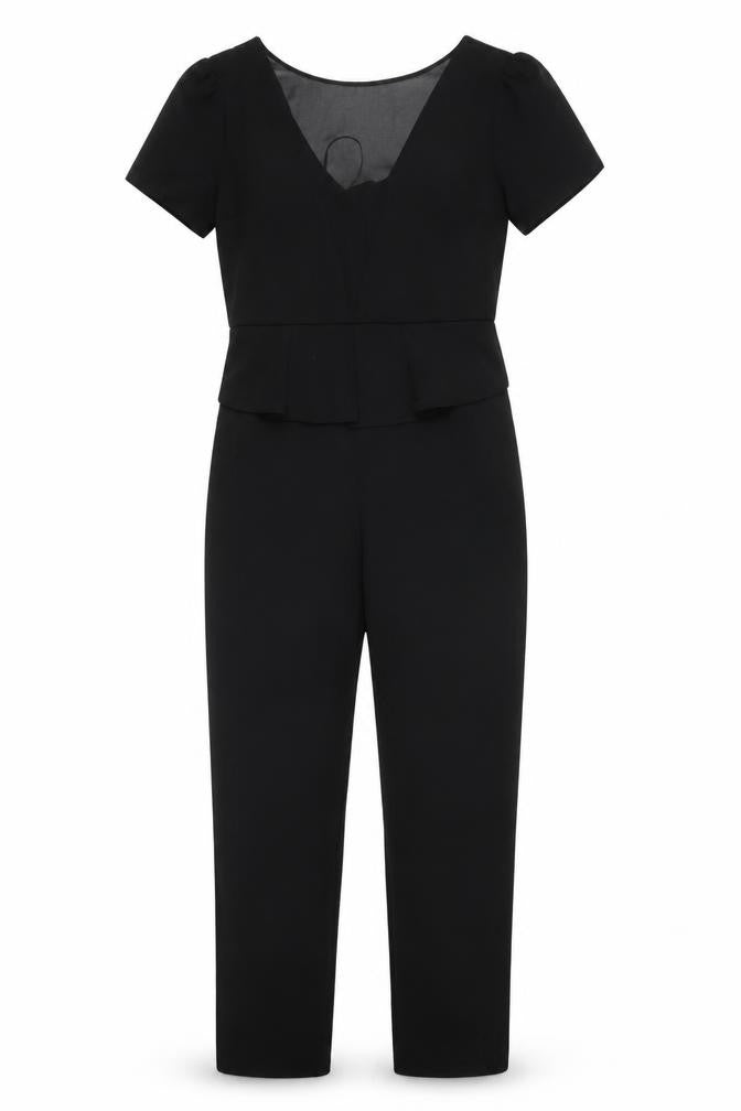 Oasis Women's Black Jumpsuit Size 10, V-Neck Elegant Style