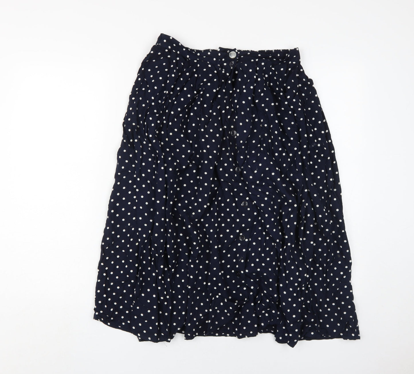 St Michael Women's Blue Polka Dot Long A-Line Skirt, Size 14