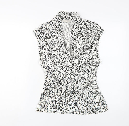 Hobbs Women's White Geometric Wrap Blouse - M