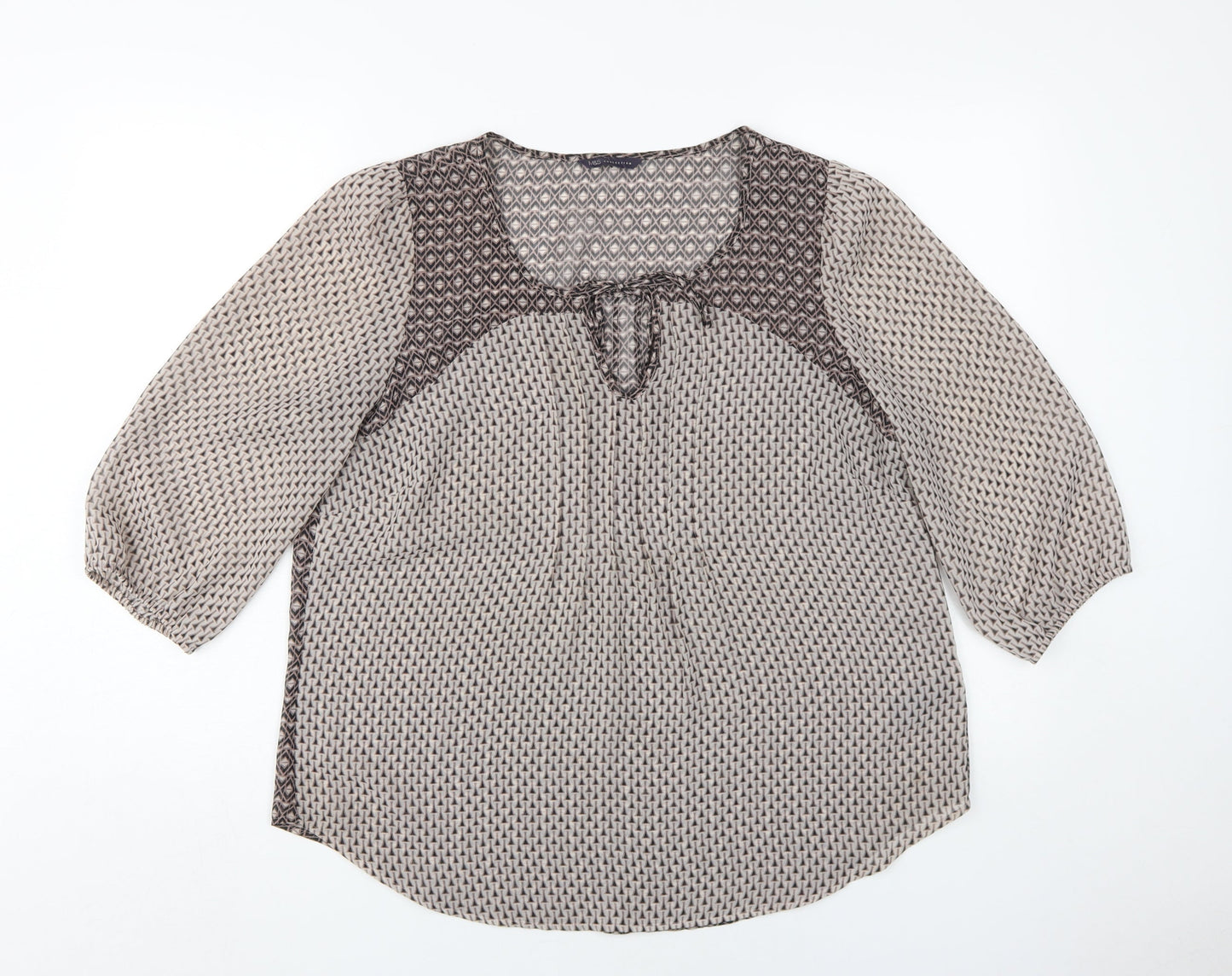 Marks and Spencer Women's Beige Geometric Tunic Blouse Size 14