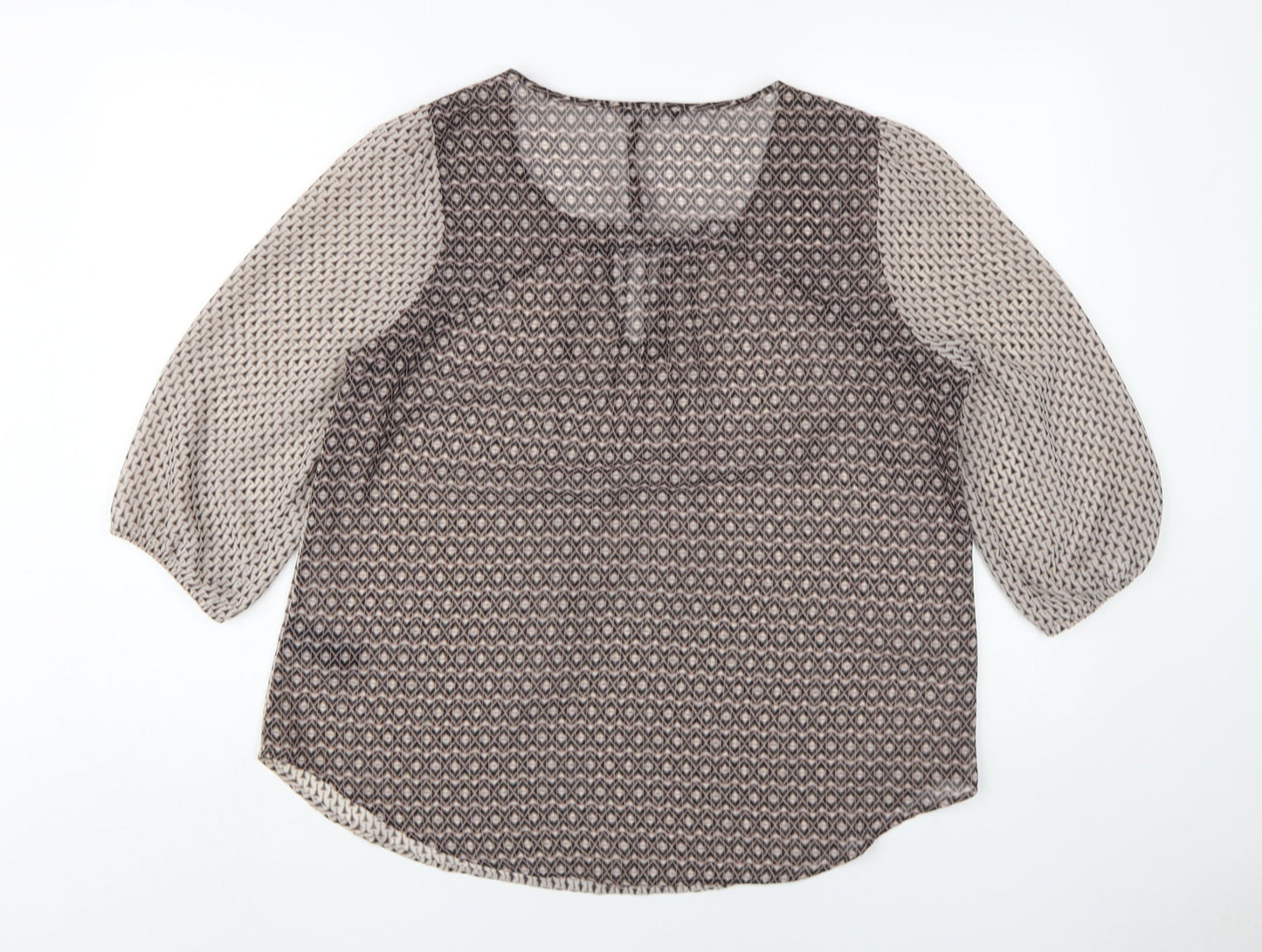 Marks and Spencer Women's Beige Geometric Tunic Blouse Size 14