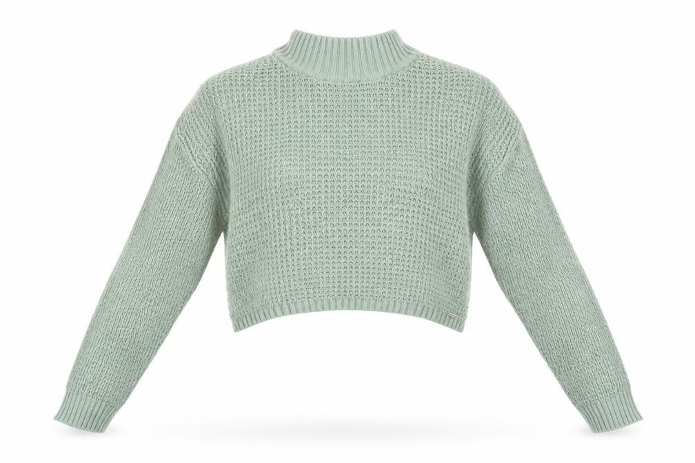 Womens UK S Regular Hollister Green Pullover Waffle-Knit