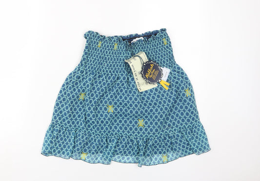 Killah Women's Blue Geometric Short Flare Skirt - Size L