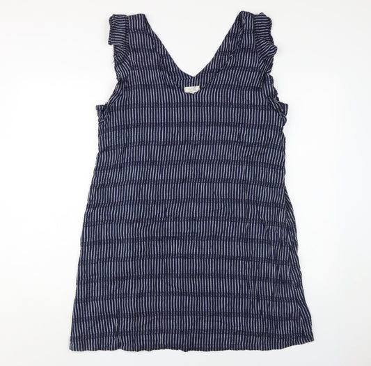 Fat Face Women's Blue Striped V-Neck Shift Dress Size 14