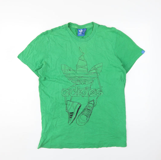 Adidas Men's Green Graphic Short Sleeve T-Shirt M