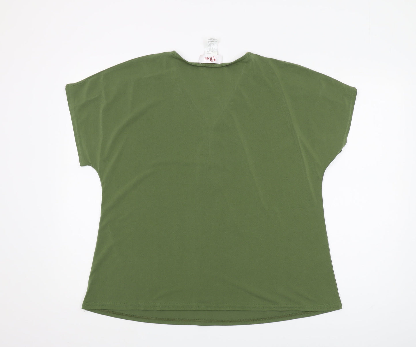 Afibel Women's Green Blouse V-Neck Cap Sleeve