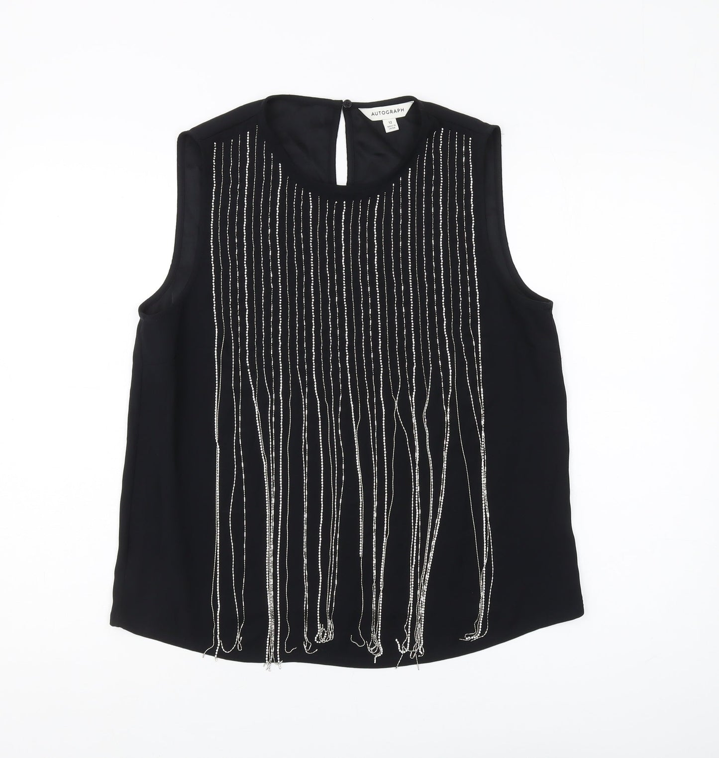 Marks and Spencer Women's Black Beaded Blouse Size 12