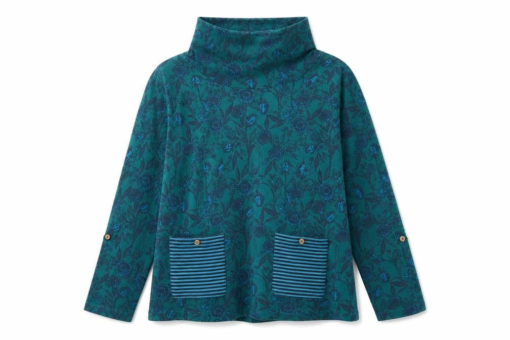 Maniamy Women's Green Floral Knit T-Shirt Size 12