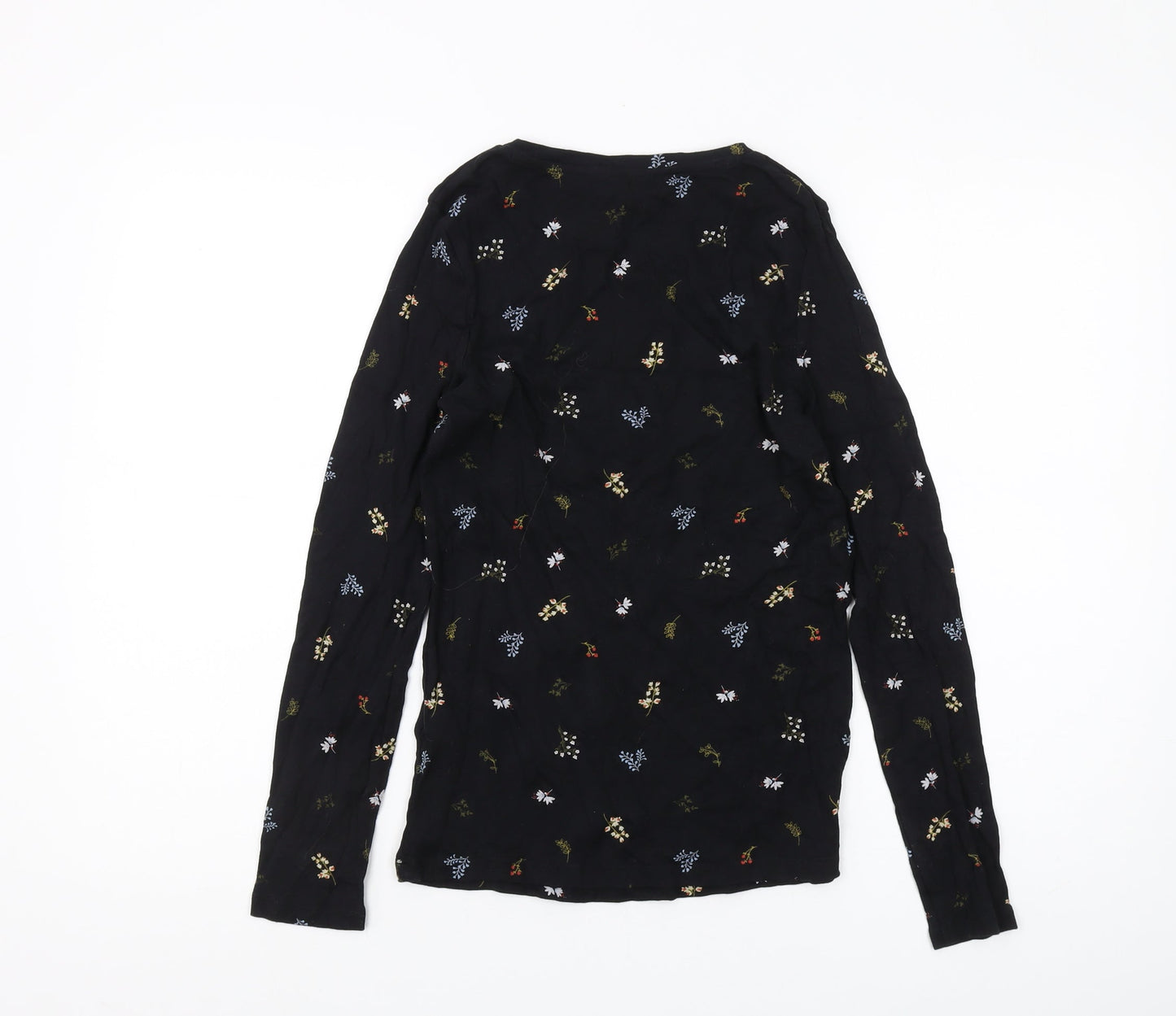 Marks and Spencer Black Embroidered Women's T-Shirt Size 10