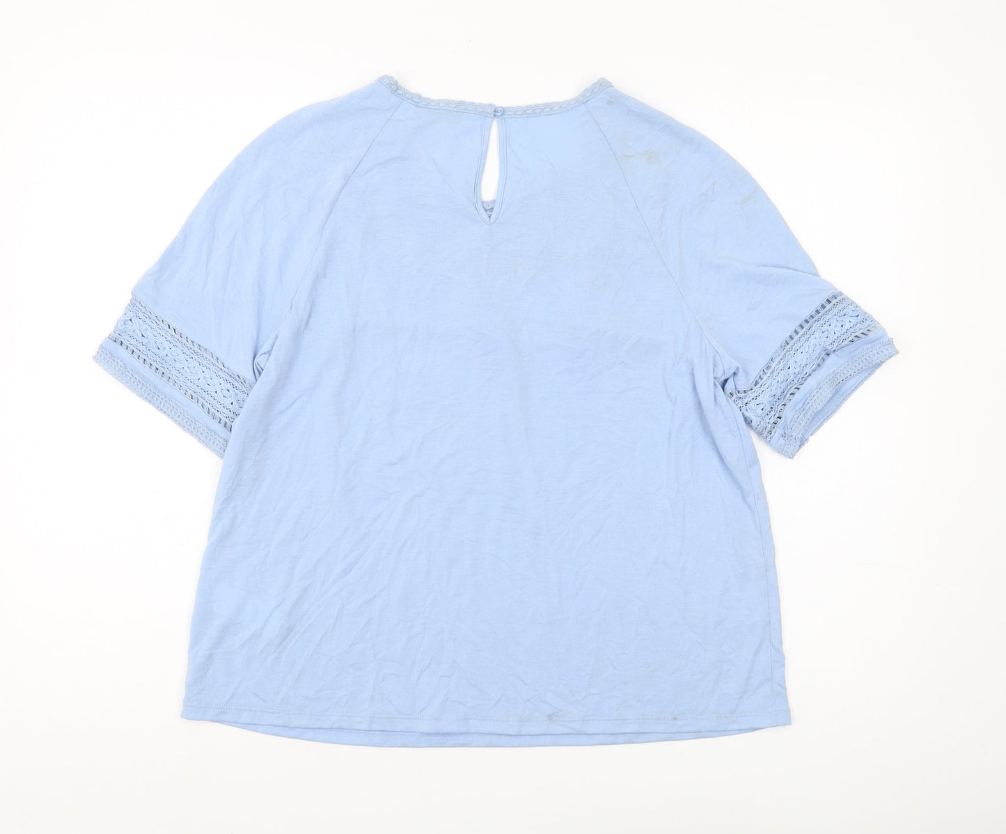 Marks and Spencer Women's Blue Blouse 12 with Crochet Accent
