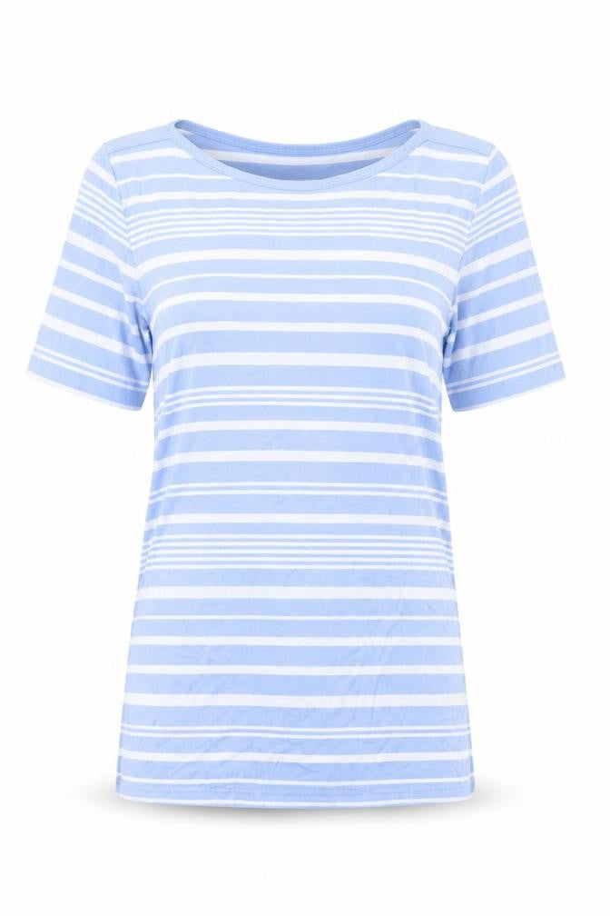 Womens UK Size 8 Betty Barclay Blue Cotton T-Shirt