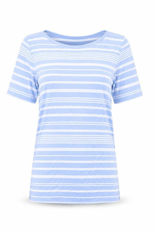 Womens UK Size 8 Betty Barclay Blue Cotton T-Shirt