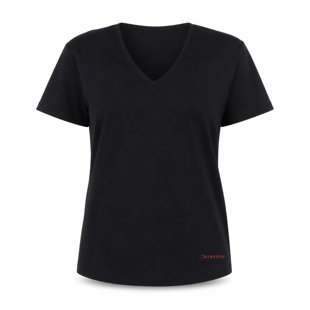 Champneys Black V-Neck T-Shirt M Unisex Casual Wear