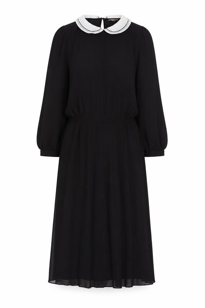Next Women's Black Midi Shift Dress Size 12 Retro Chic