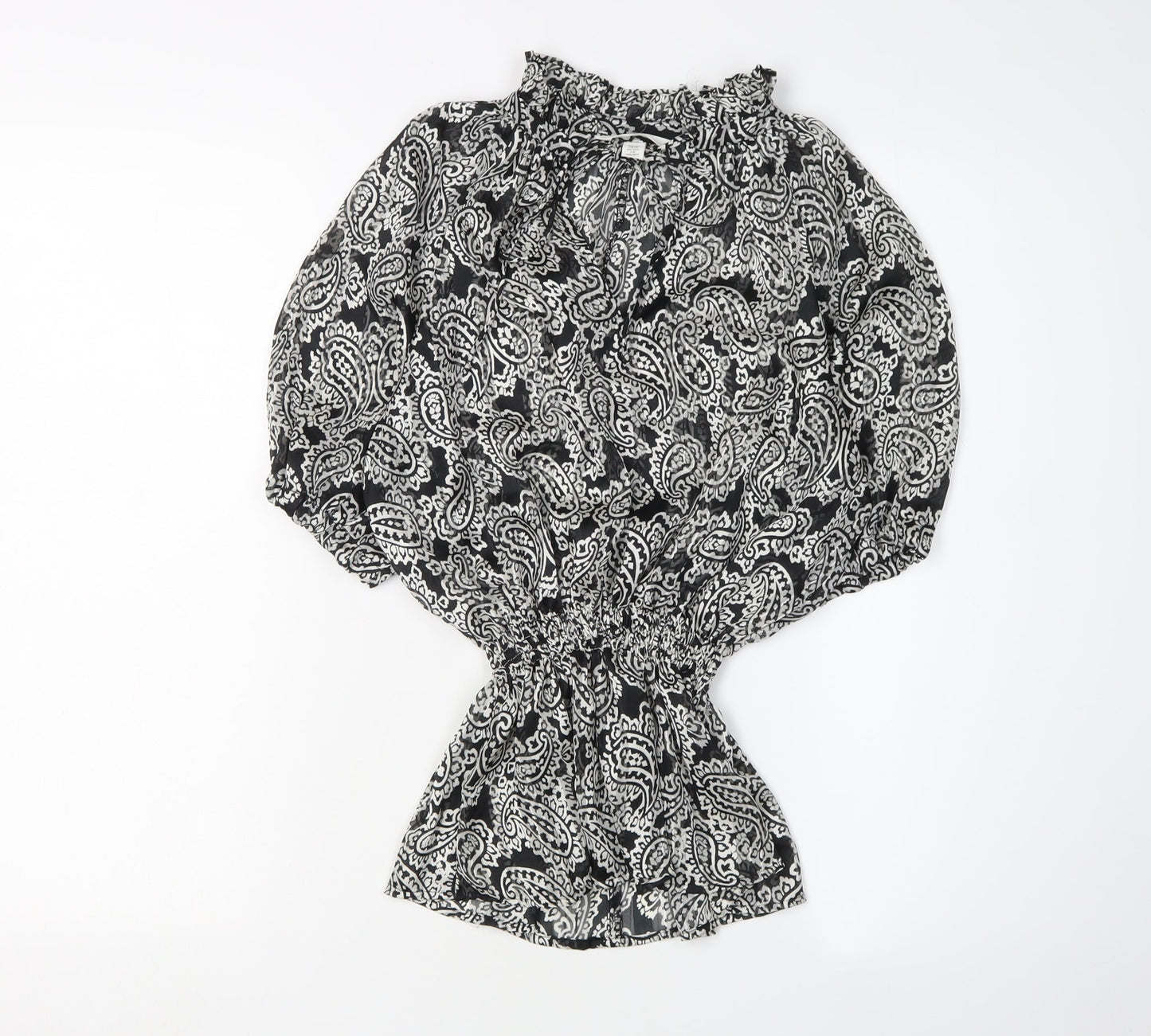 H&M Women’s Black Paisley Tunic Blouse XS