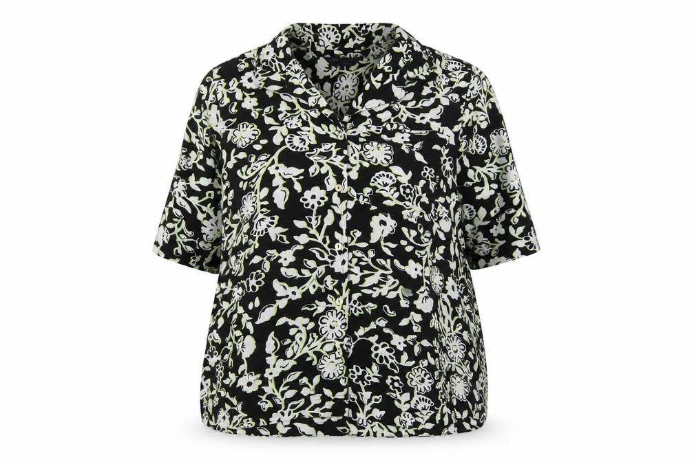 Marks and Spencer Women's Black Floral Button-Up Shirt