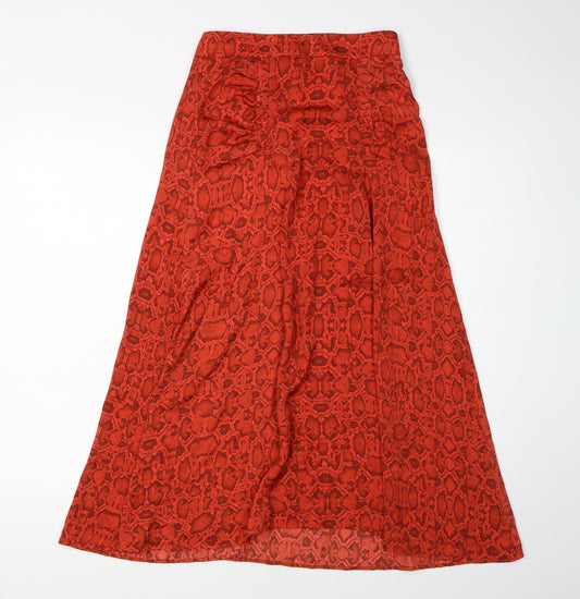 Mango Women's Red A-Line Animal Print Skirt XS