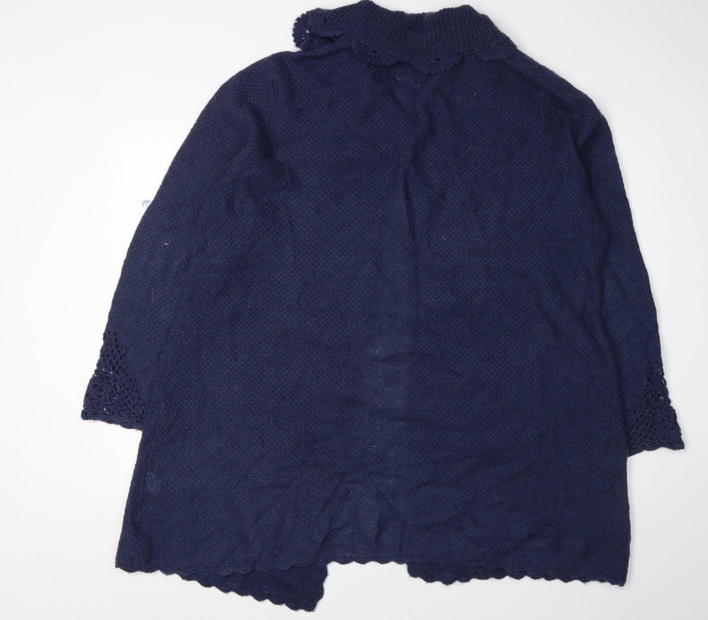Green House Women's Blue Cardigan 3XL Open-Knit Collared
