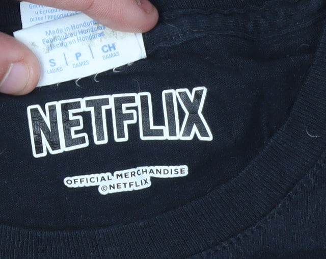 Netflix Black Women's S T-Shirt, Casual Crew Neck
