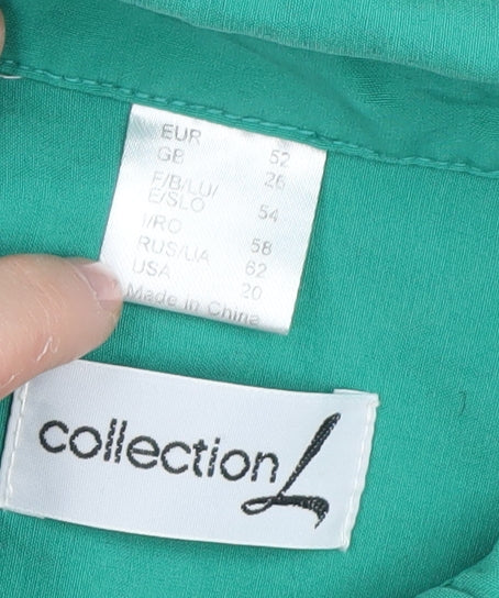 Collection L Women's Green Collared Shirt Dress Plus Size