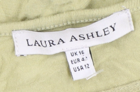 Laura Ashley Women’s Green Viscose Blouse, Size 16, 3/4 Sleeve
