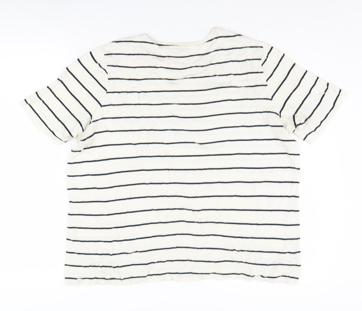 Marks and Spencer Women's White Striped T-Shirt Size 14