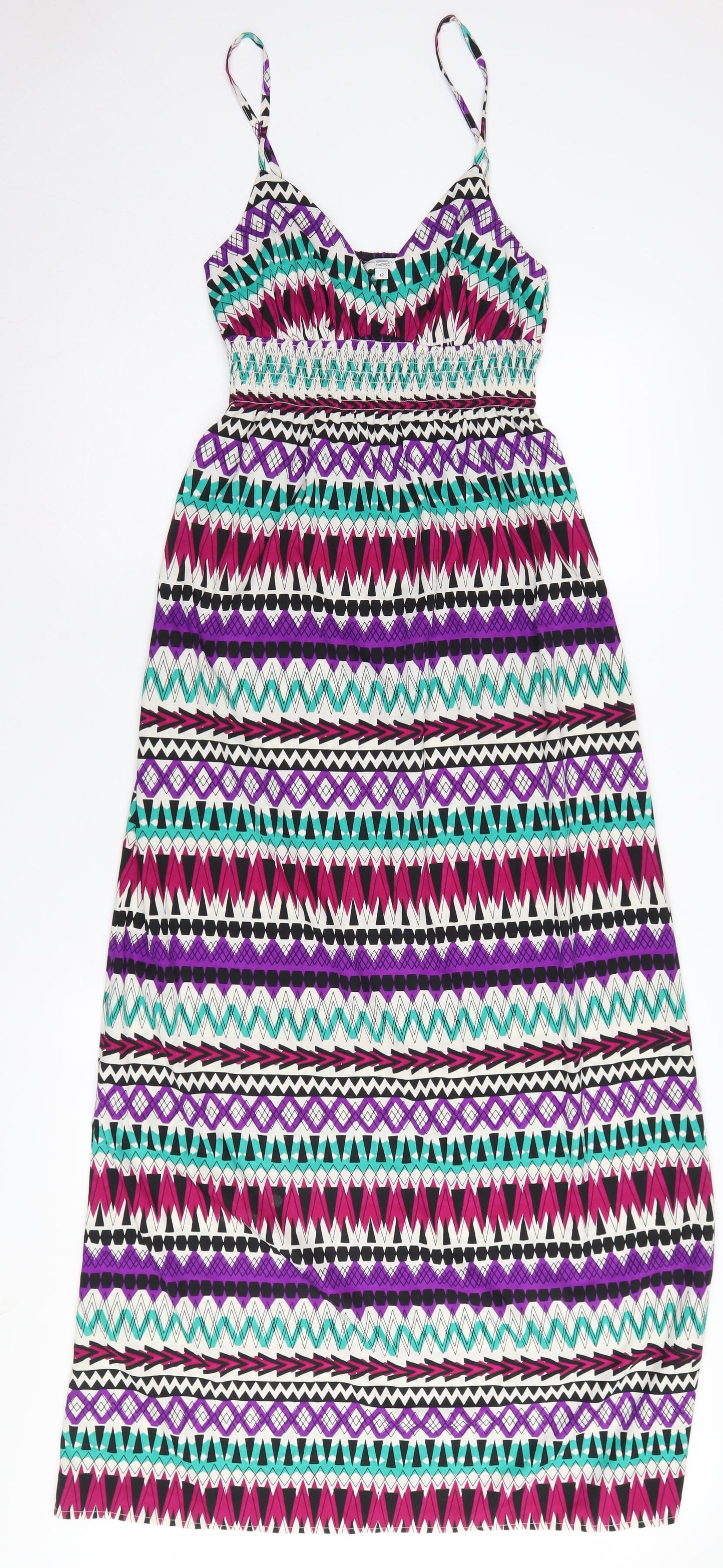 LOOK Women's Geometric Maxi Dress, Size 12, Multicoloured