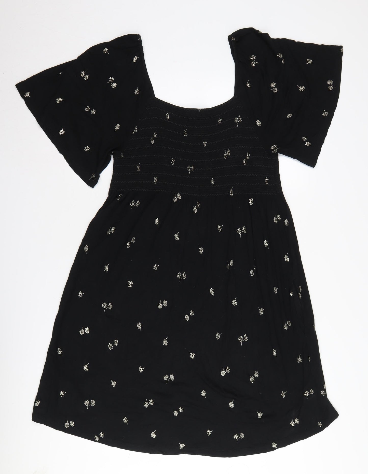 Fat Face Women's Black Embroidered A-Line Dress Size 10