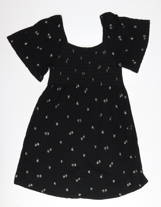 Fat Face Women's Black Embroidered A-Line Dress Size 10