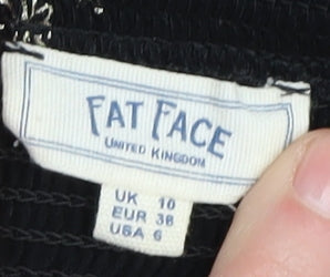 Fat Face Women's Black Embroidered A-Line Dress Size 10