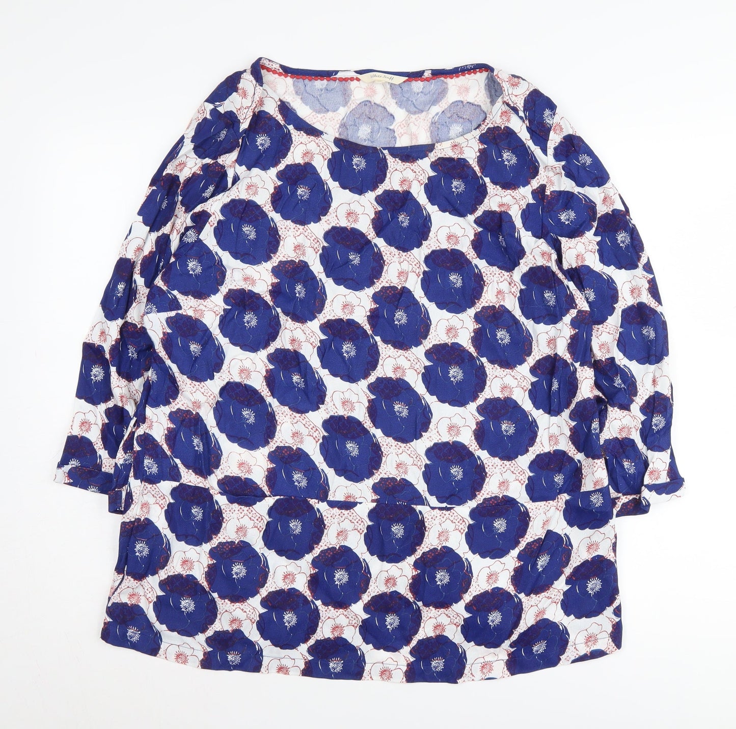 White Stuff Women's Blue Floral Tunic Blouse Size 16