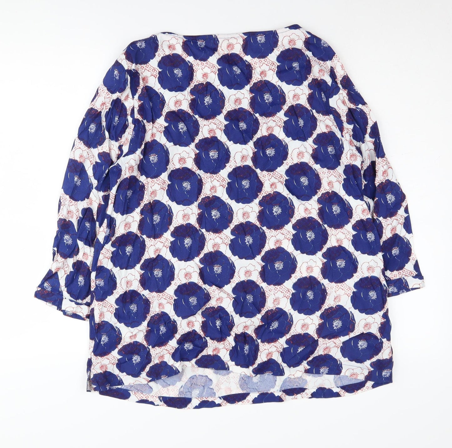 White Stuff Women's Blue Floral Tunic Blouse Size 16