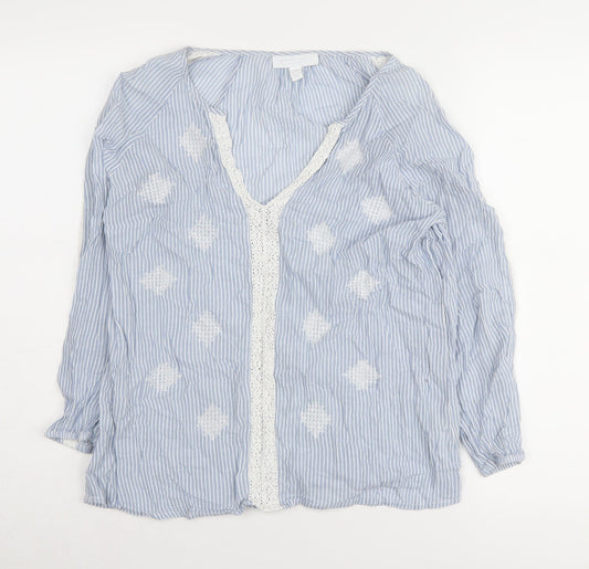 The White Company Women's Blue 8 V-Neck Blouse