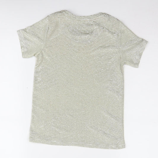 John Lewis Girls Silver T-Shirt, 8 Years, Short Sleeve