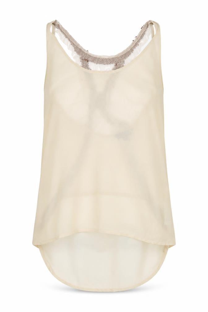 Marks and Spencer Women's Beige Beaded Camisole - Size 6