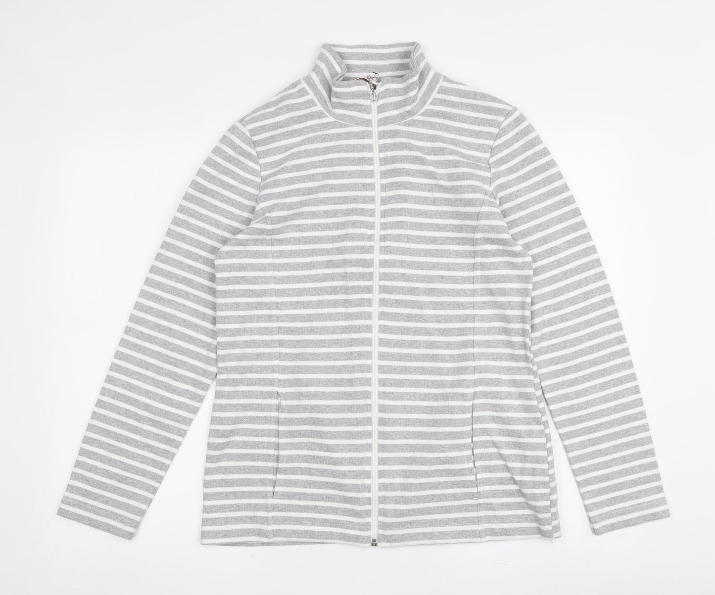 Afibel Women's Grey White Striped Jacket Size 10/12