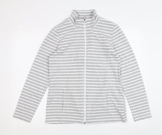 Afibel Women's Grey White Striped Jacket Size 10/12