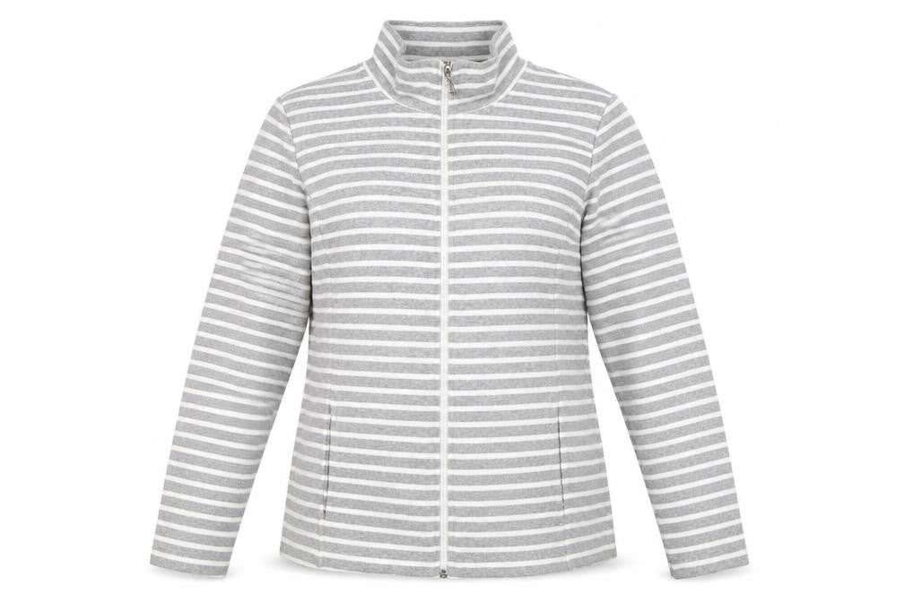 Afibel Women's Grey White Striped Jacket Size 10/12