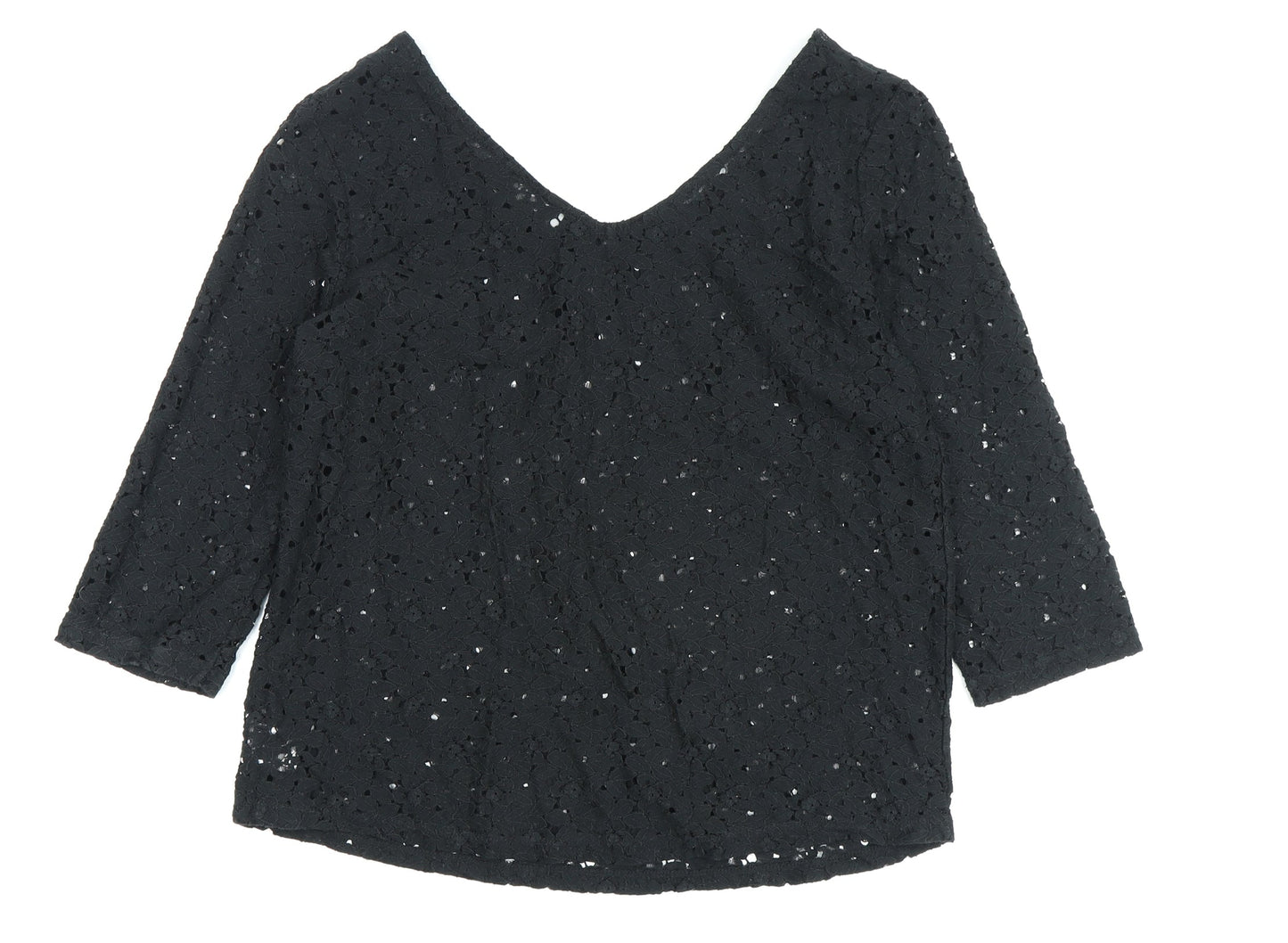 Next Women's Black Crochet Blouse Size 14