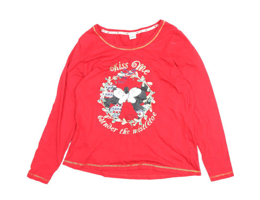 Disney Women's Red Christmas T-Shirt Size 16-18