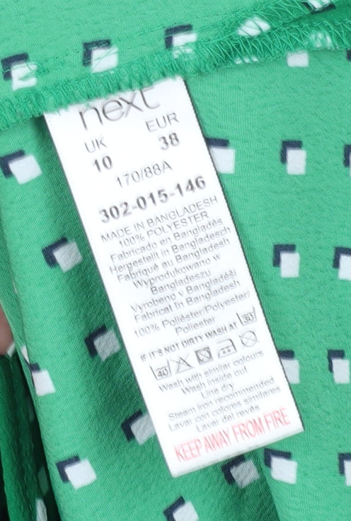 Next Women's Green Geometric Blouse Size 10