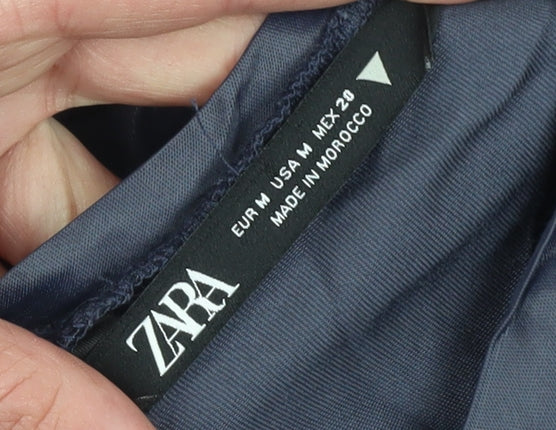 Zara Women's Blue Basic Short Sleeve Blouse Size 12