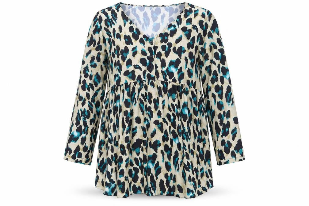 Boohoo Women’s Beige Animal Print Tunic Blouse Size 10