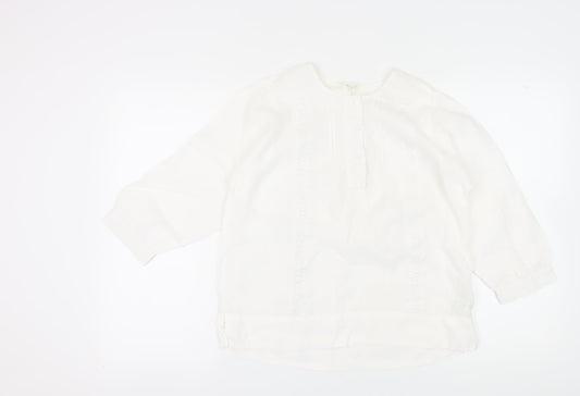 White Stuff Women's White Linen Tunic Blouse, Size 10