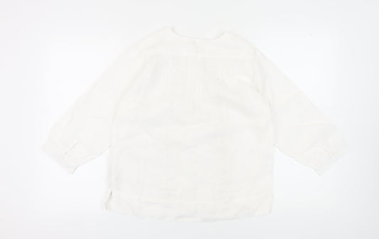 White Stuff Women's White Linen Tunic Blouse, Size 10