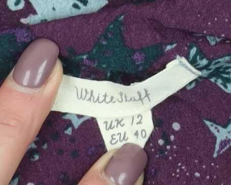 White Stuff Women's Purple Floral Tunic Blouse Size 12