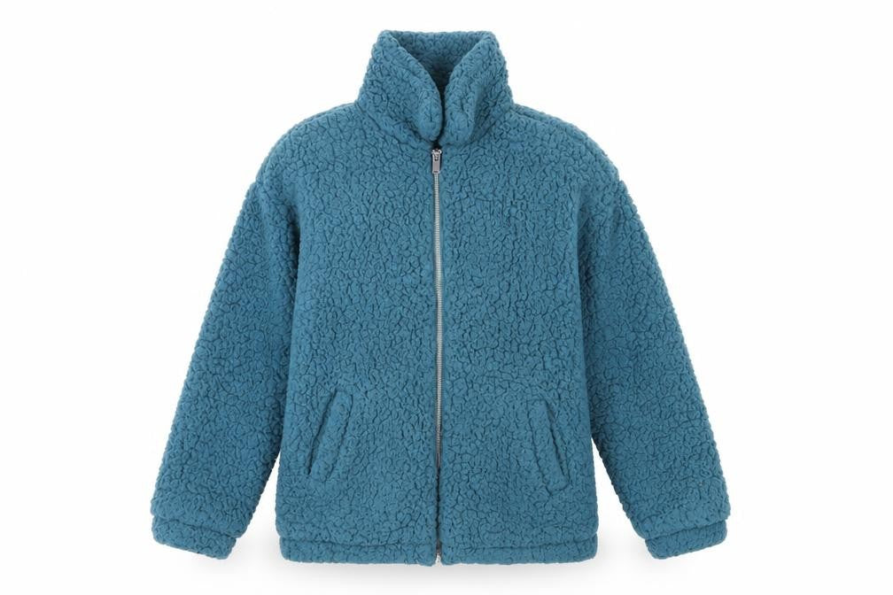 Front view of Jacqueline de Yong Women's Blue Fleece Jacket, size S