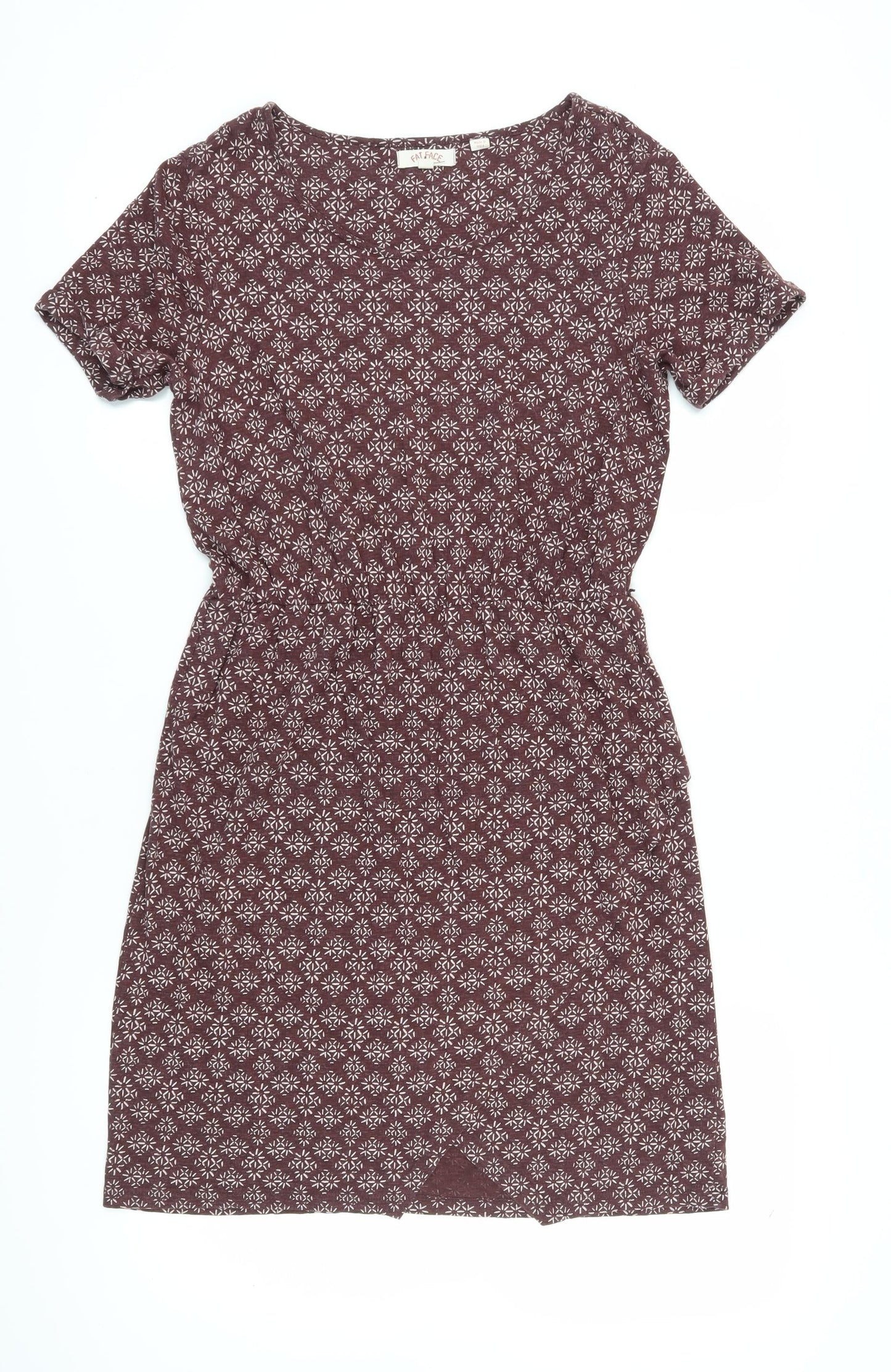 Fat Face Women's Brown Geometric Shift Dress, Size 10