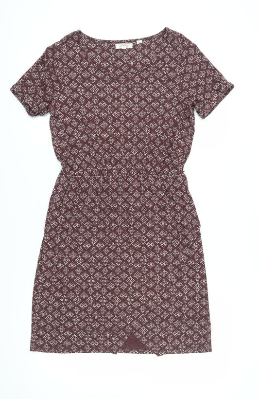 Fat Face Women's Brown Geometric Shift Dress, Size 10